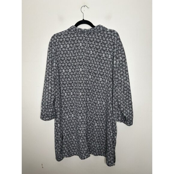 Catherines Button Down Silky Fabric Women’s Black Pattern Bow 3/4 Sleeve Size 3X - Picture 6 of 9